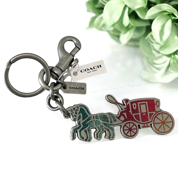 Coach Accessories - ❌SOLD❌COACH Rare Glitter Carriage Bag Charm/Key Ring NWT